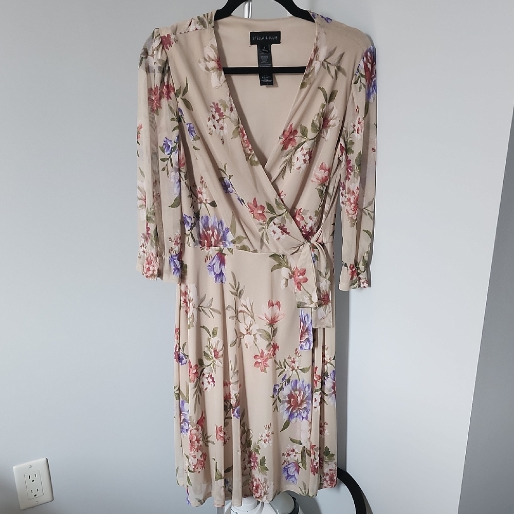 Stella & Julie - Floral Faux Wrap Dress